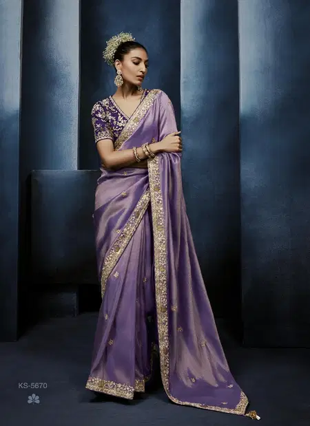 Purple Colour Masakali Vol 15 By Kimora Pure Fancy Embroidery Work Designer Saree Ks 5670